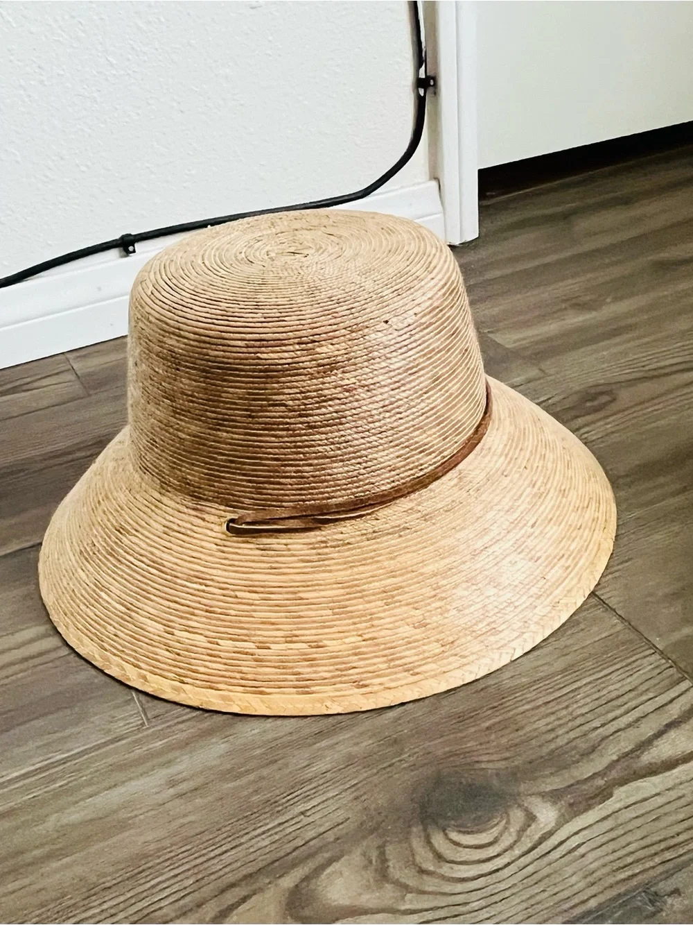 Natural Straw Sun Hat with Leather Tie